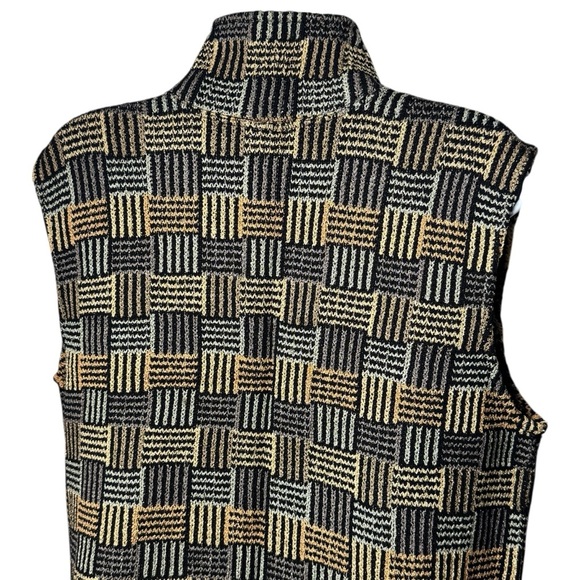 Vintage French Rags Artsy Geometric Print Knit Holiday Chic Substantial Vest 2 - Picture 6 of 11